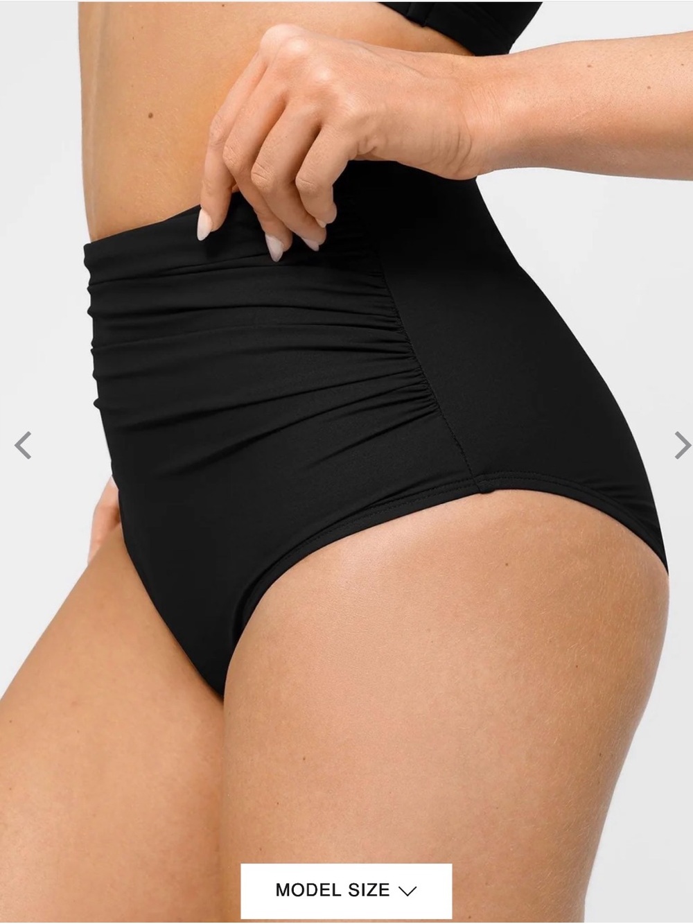 Popilush Shapewear Bikini Bottom Large Black High Waist Ruched Tummy Control NWT